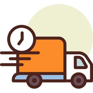 Icon of a delivery truck with a clock, symbolizing time-sensitive shipping.